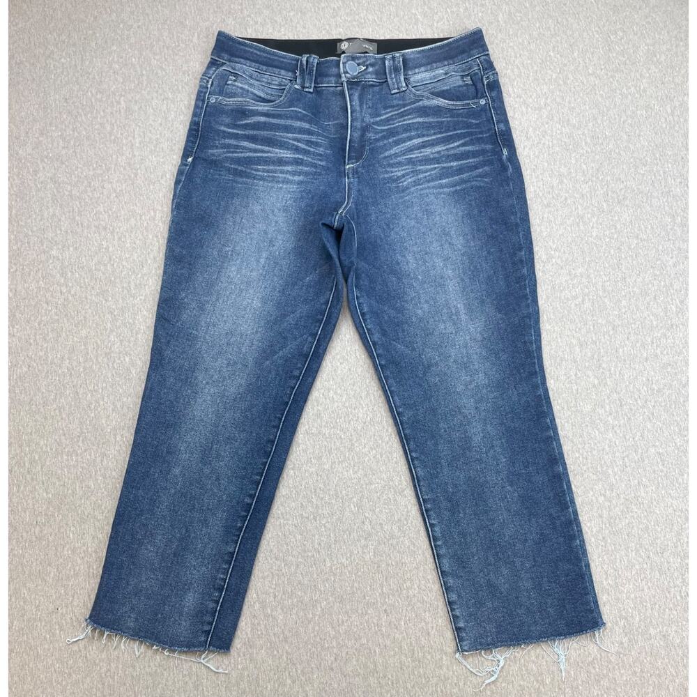 Democracy Jeans Womens 14 Blue Cotton Blend Stretch Frayedโ Hem Crop